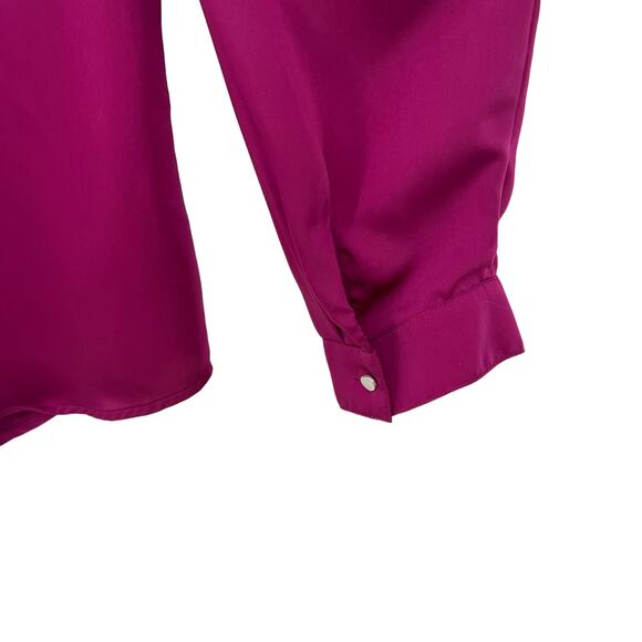 Chicos LARGE 2 Formal Long Sleeve Deep Fuchsia Elegant Dinner Blouse Shirt Top - Picture 6 of 8